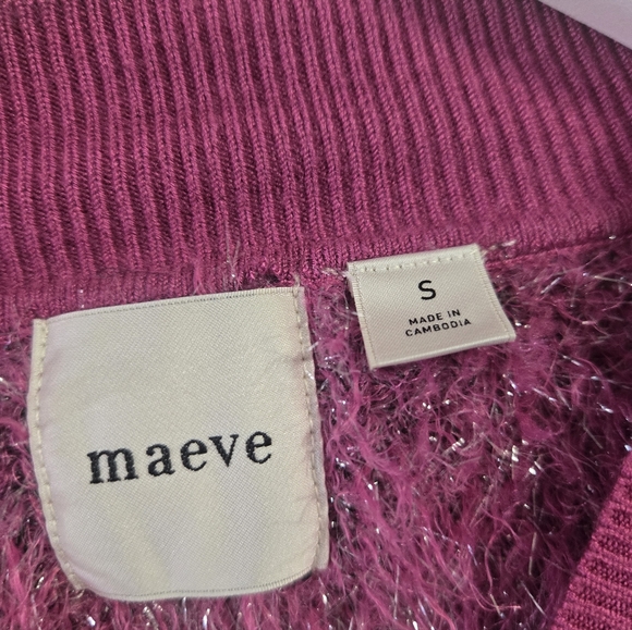 Anthropologie Maeve The Violetta Pink Tinsel Open Back Sweater Size Small - Picture 11 of 16
